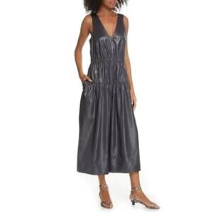 Tibi Liquid Drape Shirred Culotte Jumpsuit Size 2 Gray
